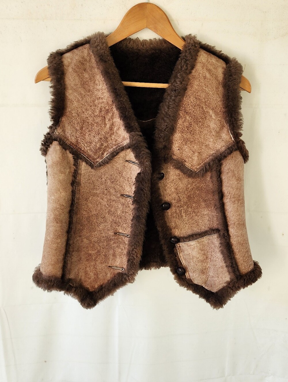 Vintage Brown Shearling Vest Women's Cozy Layer